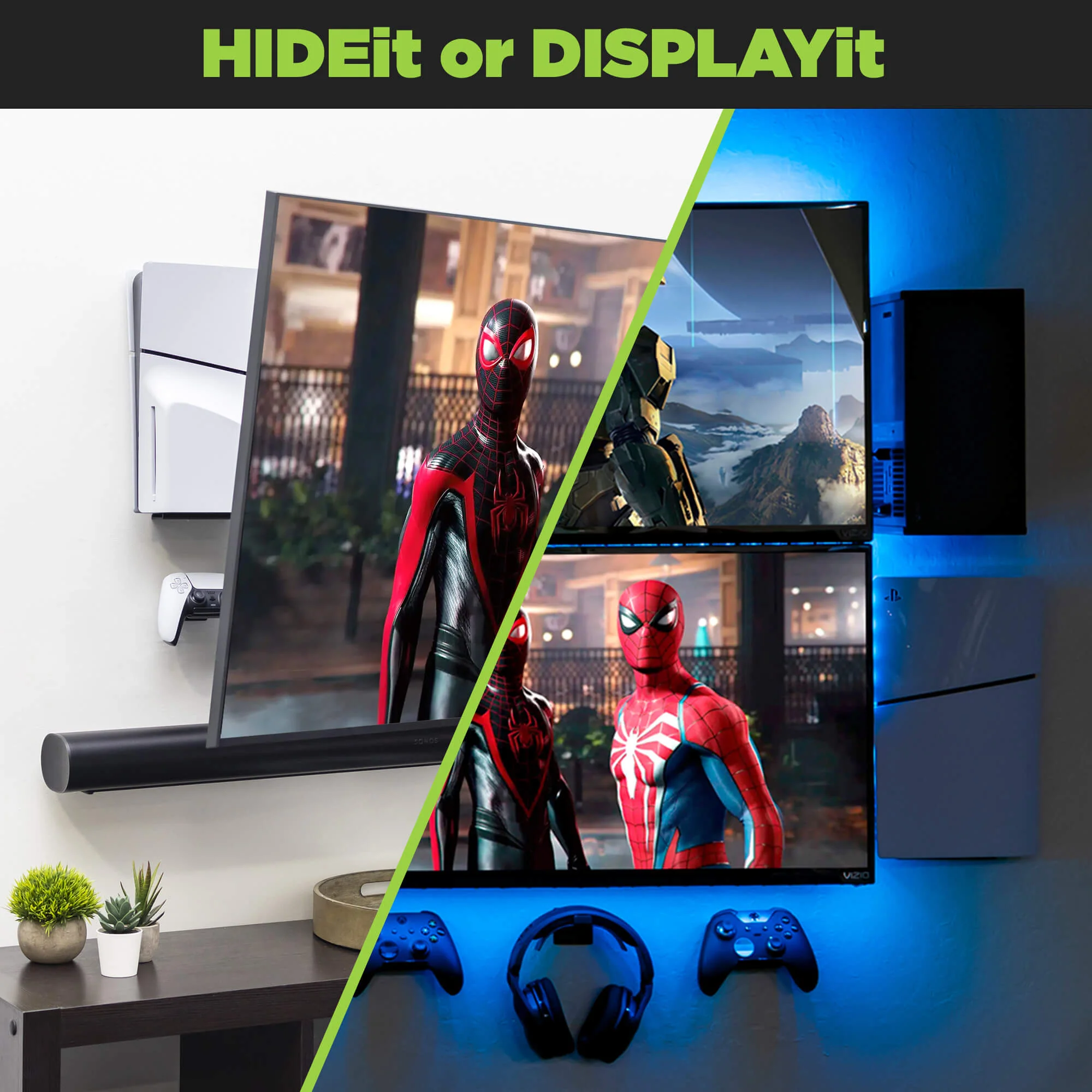 HIDEit Wall Mount for All PlayStation 5 Models – Compatible with PS5 Pro, Slim, and Original - Secure Wall Mounting Solution for Game Console - Perfect for Display or Behind TV Setup