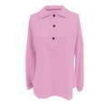 thumbnail image 4 of Women Summer Tops Women's Casual Button Down T Shirt Long Sleeve Comfortable Wear Soft Basic Top With Classic Collar For Autumn Winter Lady V Junior Long Sleeve T Shirt Print Tees Women Light Purple, 4 of 5