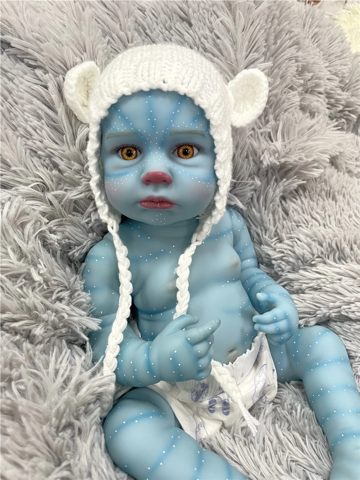 GloTide 20 Inch/50cm Realistic Avatar Newborn vinyl Baby Dolls 3D Paint Blue Skin Lifelike Reborn Baby Doll Kit Gift