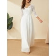thumbnail image 4 of Women's V Neck Half Sleeves Lace Maxi Dress Evening Party Elegant Dresses Long Formal Evening Gown for Wedding Guest, 4 of 6