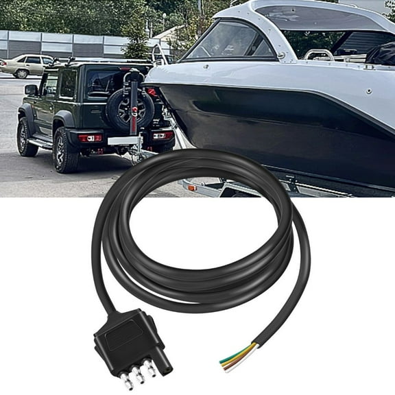 Nilight 4 Way Trailer End Connector 5 Feet Jacketed Cable Heavy Duty 18AWG 4 Pin Trailer Light Plug Pure Copper Trailer Side Male End Replacement 4 Flat Extension Wiring Harness