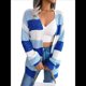 thumbnail image 1 of Cárdigan Informal de Punto con Mangas Largas y Abertura Frontal A Rayas para Mujer Azul M, 1 of 10