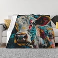 thumbnail image 1 of Balery Colorful Graffiti Cow Manta de Franela con Dibujo, Lujo Ultra Suave y Cálido, Antipelusa y Resistente a las Arrugas para Cama, Sofá, Camping -80"x60", 1 of 6