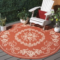 Safavieh Courtyard Elena Oriental Indoor/Outdoor Area Rug, Terracotta/Natural, 5'3" x 5'3" Round