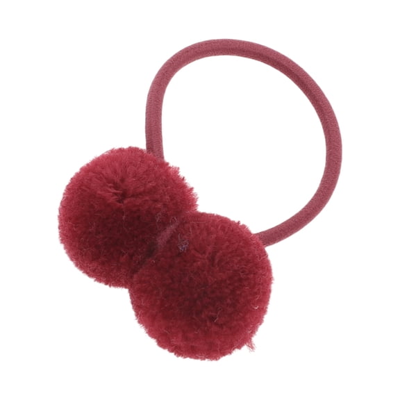 Unique Bargains 1 Pc Children Pompon Hair Elastic Band Wine Red