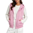 thumbnail image 2 of FRSASU Women's Oversized Zip Up Sweatshirts Sleeveless Hoodie Lightweight Jackets Vest Plus Size Fall Lightweight Coat Pink, 2 of 9
