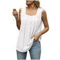 thumbnail image 1 of Timegard Débardeurs pour Femmes Été Col Carré Sans Manches Plissé Décontracté Ample Blouse, 1 of 4