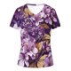 thumbnail image 4 of Tops Florales para las Mujeres, Casual V-Cuello Camiseta de Manga Corta Blusa de Moda Hecha de Estante de Imitación para Toda la Temporada de Uso Diario, Tops Cortos para las Mujeres, 4 of 4