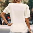 thumbnail image 4 of Top de manga corta de hilo de red de color liso con cuello en V para mujer primavera verano OAVQHLG3B Store  lin121212, 4 of 5