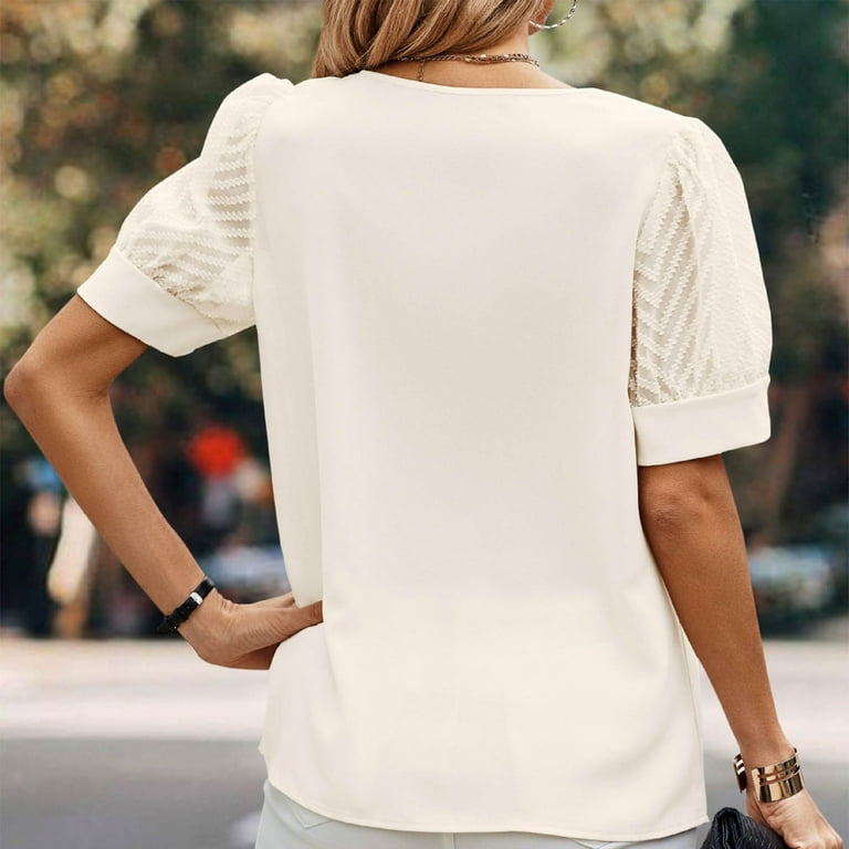 Dressy white outlet blouses short sleeve