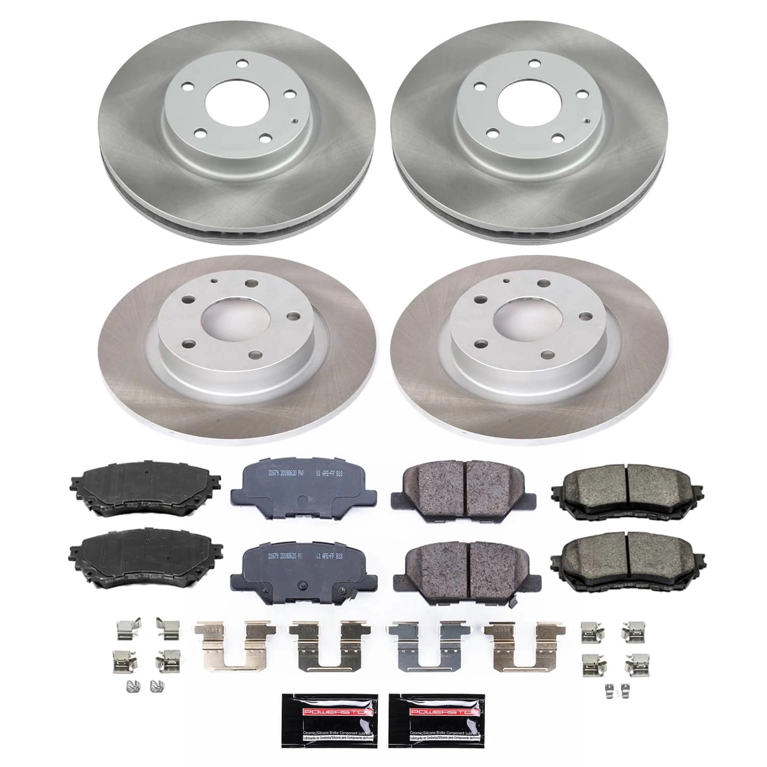 PowerStop Front and Rear Semi-Coated Rotor and Low-Dust Ceramic Brake Pad Kit SC6966