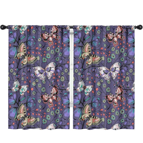 Blackout Kids Curtains,Flower and Butterfly Childrens Insulated Curtains Set Of 2,Bedroom Essentials,Toddler Room Decor 52"x84"(132x213cm)