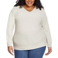 thumbnail image 4 of Ella Moss Women's Soft Ribbed Knit V-Neck Sweater-Gray / 2X, 4 of 5