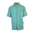 thumbnail image 1 of Tommy Bahama Men's Gentle Breeze Teal Green Shirt Logo Short Sleeve Button (S02), 1 of 12