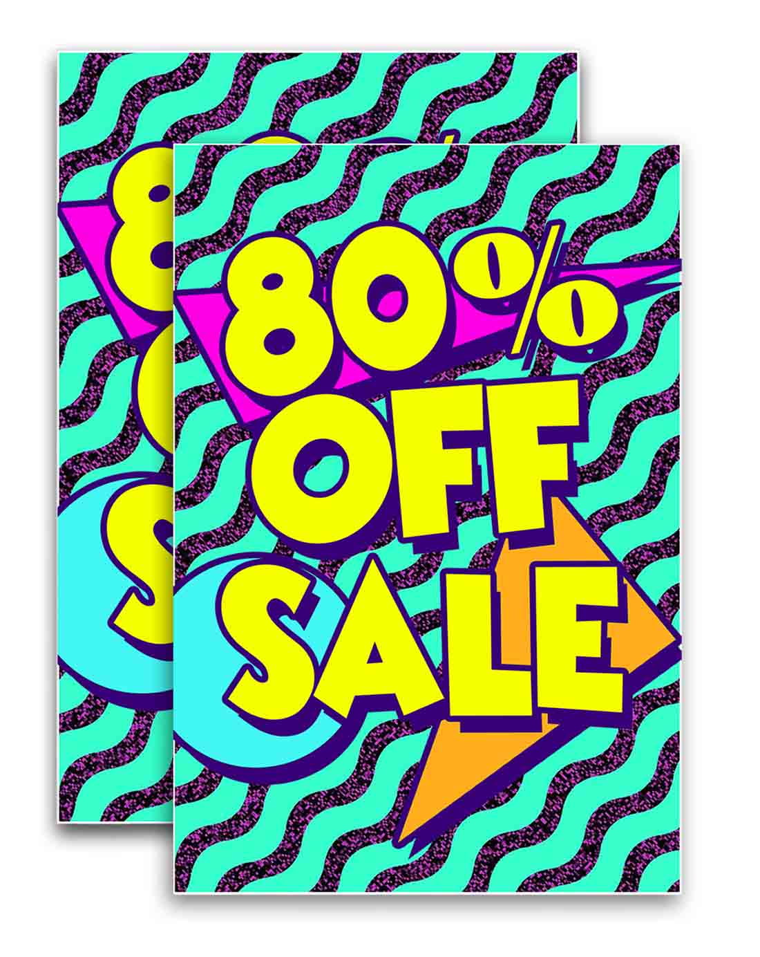 80 Percent Off Sale (24" X 36") Vinyl Decal Only (Pack of 2) |Sign|Sticker|Poster