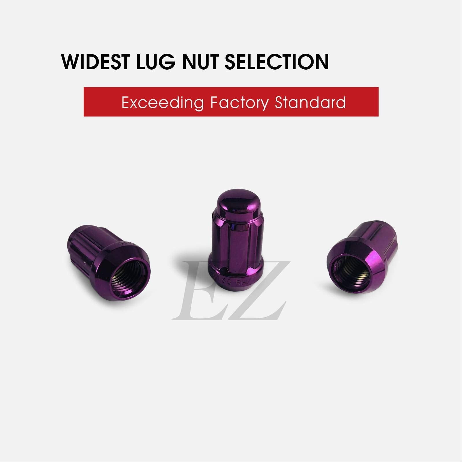 24 Purple Spline Drive Small Diameter Acorn 1/2" Purple Lug Nut Kit with Key