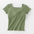 thumbnail image 2 of UYISJ Women's Tops Short Sleeves Square Neck With Built in Bra Shirt Padded Tops Soft Fitted Top, 2 of 9