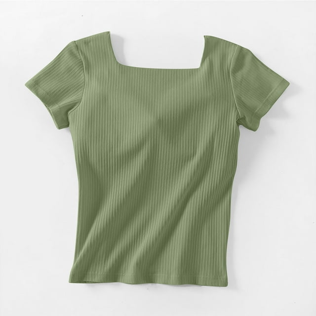 Blouses pour Femmes, Haut/chemise à Manches Courtes Ajusté avec Coussin de Poitrine Intégré, Couleur Unie