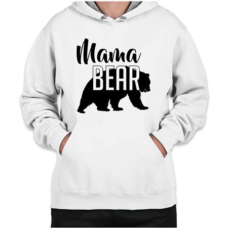 Custom Apparel House Mama Bear Hoodie Mom Women Soft Hoodie Adult Unisex Small White