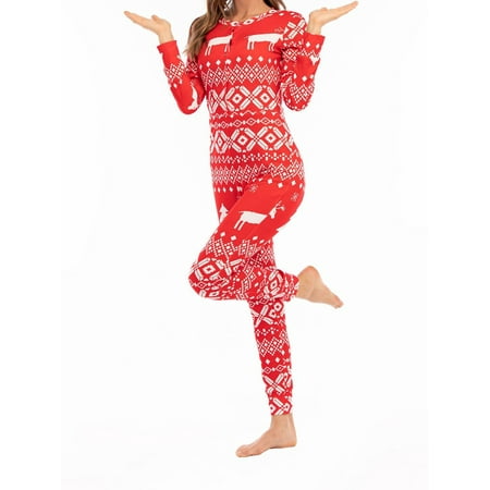 

LisenraIn Women Christmas Jumpsuit Pajamas Snowflake Long Sleeve Sleepwear