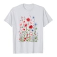 thumbnail image 2 of Floral Print Tops Summer T-Shirts for Women Short Sleeve Tunic Tops Loose Fit Casual Crew Neck Graphic Tee (S, White), 2 of 5