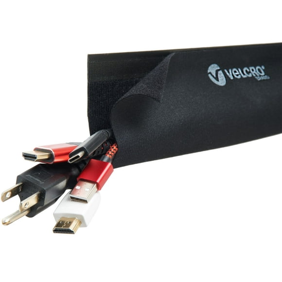 Fundas de alambre Cord Hider, marca VELCRO, 3 m, cortadas a medida, negras