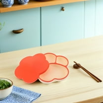 OUNONA Multicolor Silicone Divided Suction Plate for Toddlers with Paw Design and Secure Lid