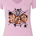 thumbnail image 4 of Inktastic Halloween Boo with Spiders in Web Women's V-Neck T-Shirt, 4 of 5