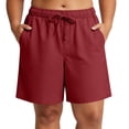 thumbnail image 3 of Plus Size Plus Size Women's Solid Drawstring Casual High Waist Elastic Waist Summer Shorts With Side Pockets | CSEONE,Wine 5XL, 3 of 9