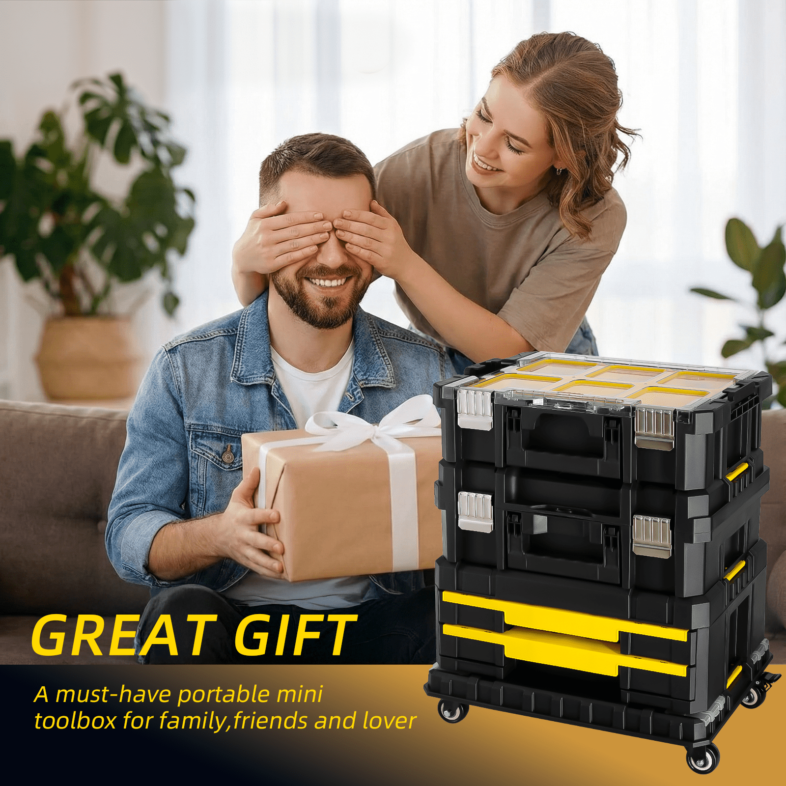 TLGREEN Stackable Rolling Tool Box with Wheels – 3-in-1 Modular Tool Organizer System, Portable Tool Box with Drawers for Garage Storage, Home Repairs