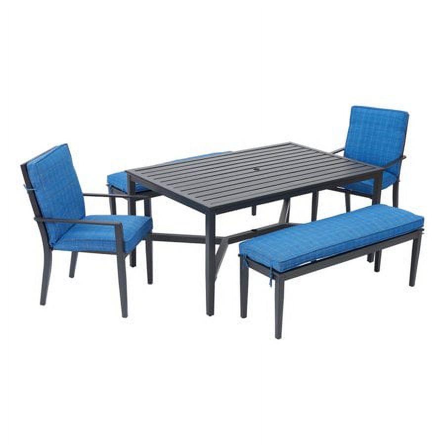 Mainstays Rockview Outdoor Patio Dining Set, Metal 5 Piece Cushioned, Blue - image 2 of 10