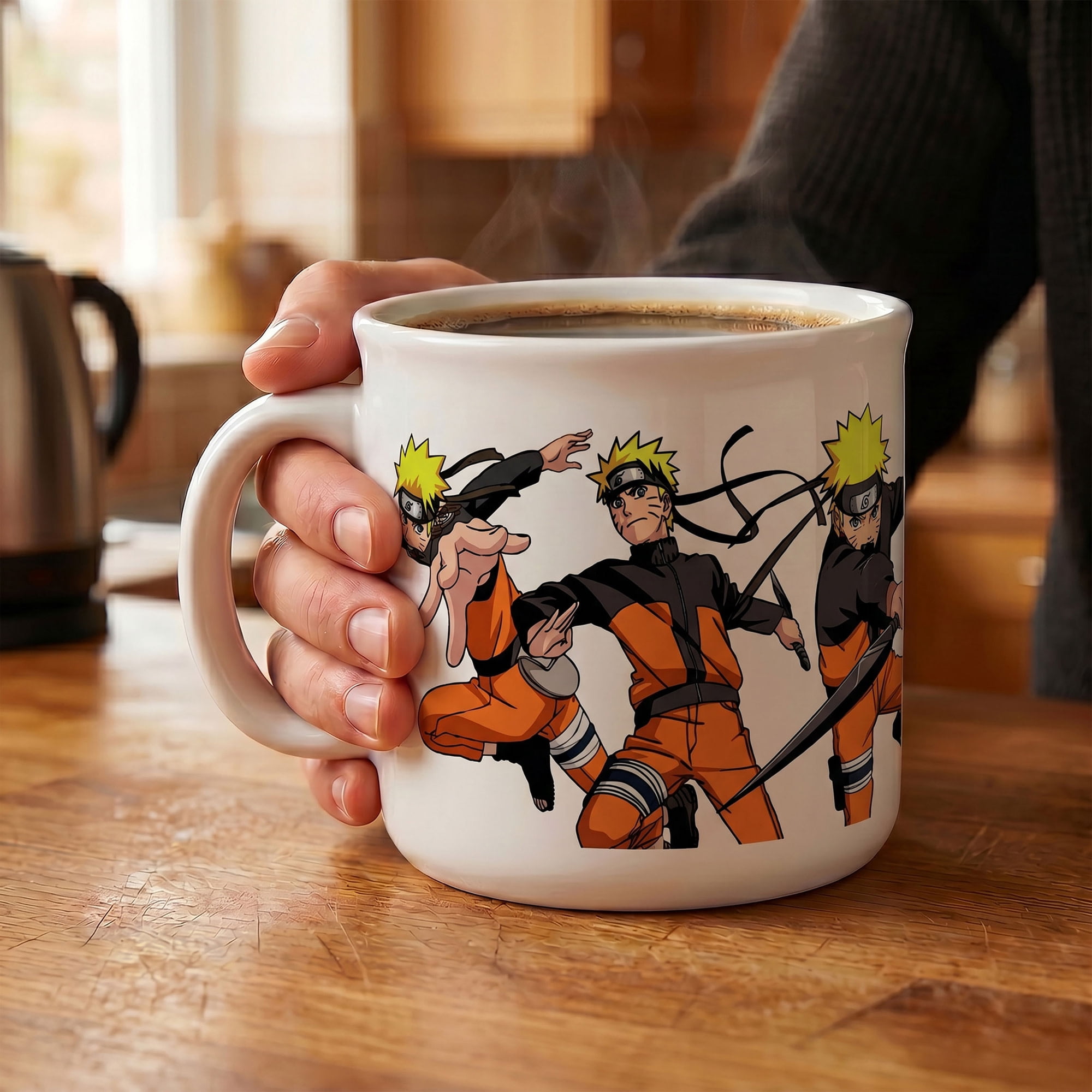 Pyramid America: Naruto Shippuden: Fight Action - 20oz Ceramic Camper Mug - Coffee Tea Cup, Microwave-Dishwasher Safe, Anime Fan Collectible, Licensed