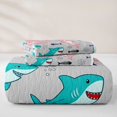 thumbnail image 5 of jejeloiu Cute Cartoon Shark Quilt Full,Kawaii Fish Bone Seaweed Full Bedspread Sets For Boys,Grey Pink,3 Pieces, 5 of 7