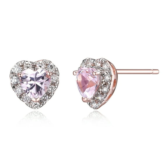 Forever Facets Lab Grown Diamond and Created Pink Sapphire Sterling Silver Earrings, Adult Female