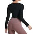 thumbnail image 3 of Baywell Women's Cross-Buckle Long Sleeve Yoga Crop Tops Cropped Sweatshirts Lightweight Stretch Exercise Athletic Shirts for Women, 3 of 6