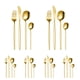 thumbnail image 1 of Juego de cubiertos dorados de 24 piezas, juego de cubiertos para 6, juego de cubiertos de acero inoxidable, incluye cucharas, tenedores y cuchillos, cubiertos de cocina para el hogar, la oficina, el, 1 of 5