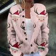 thumbnail image 2 of Cardigans for Women Cute Reindeer Printed Button Down Jacket Crew Neck Casual Fall Winter Long Sleeve Loose Fit Womens Sweaters YC Pink XL, 2 of 5