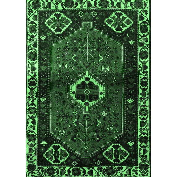 Ahgly Company Indoor Rectangle Persian Emerald Green Traditional Area Rugs, 5' x 8'