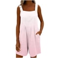 thumbnail image 3 of Bixock Women's Casual Rompers Wide Leg Shorts Print Romper Sleeveless Button Closure Adjustable Spaghetti Straps with Pockets Loose Jumpsuit Pants for Women Clothes, 3 of 7