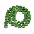 thumbnail image 2 of Handmade Porcelain Beads Bright Glazed Porcelain Flat Round Green 8-8.5x4-4.5mm Hole: 2mm, 2 of 2