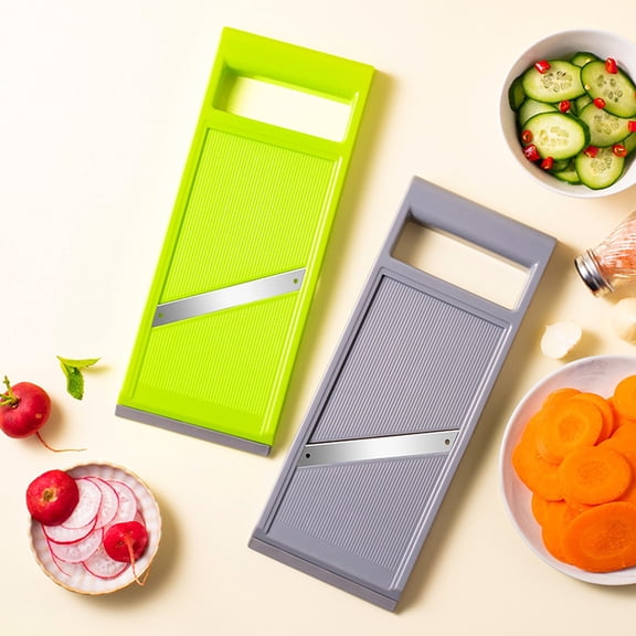 Adjustable Manual Mandoline Slicer, Kitchen Gadget with Non-Slip Base and Hanging Hole, Professional Vegetable Cutter for Potatoes, Cucumbers, Radishes and Home Meal Preparation, Gray