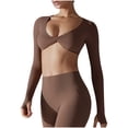 thumbnail image 2 of Sexlip Womens Sheer Mesh Panel Bodysuit Long Sleeve Design Lightweight Fabric Relaxed Silhouette for Party Events Brown M, 2 of 9