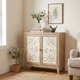 thumbnail image 2 of eHemco Vintage Florentine 2-Door Storage Cabinet, Natural and Cream Finish, 30 x 14 x 31 Inches, 2 of 9