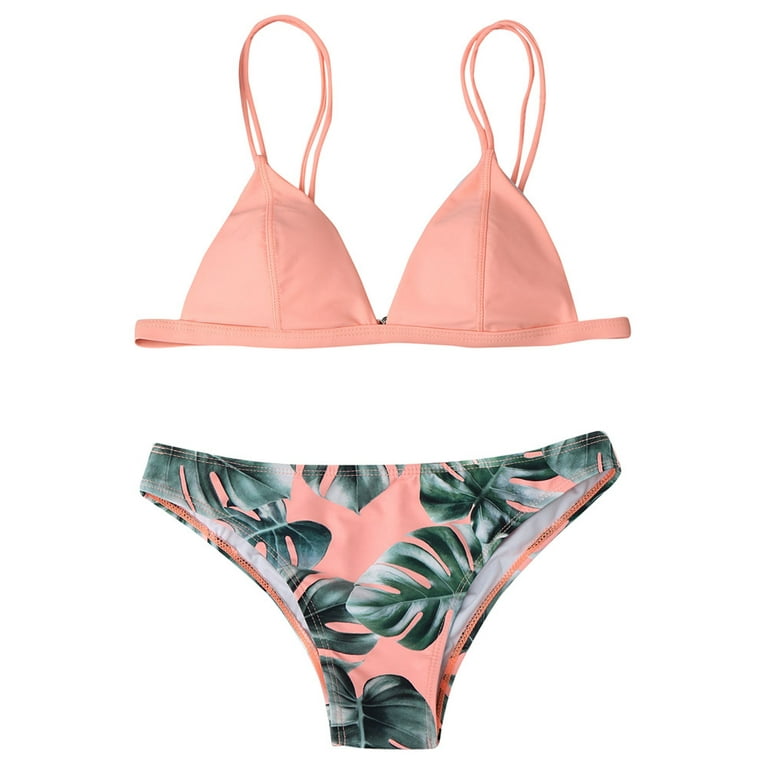 Finelylove Cute Swimsuits Push-Up Sport Bra Style Bikini Pink L