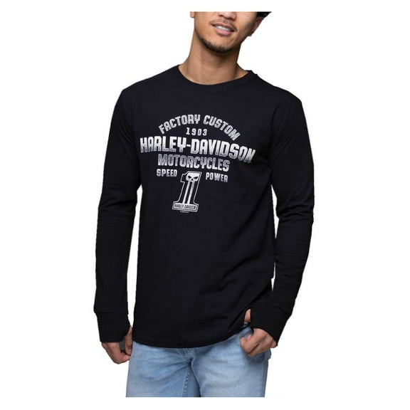 Harley-Davidson Men's Dark Factory #1 Long Sleeve Crew-Neck Shirt, Black (3XL), Harley Davidson