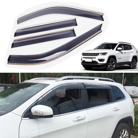 Leadwolf Car Smoke Window Sun Rain Visor Guard Car Sunny visor ABS For Jeep Cherokee 2016-2019 4PC