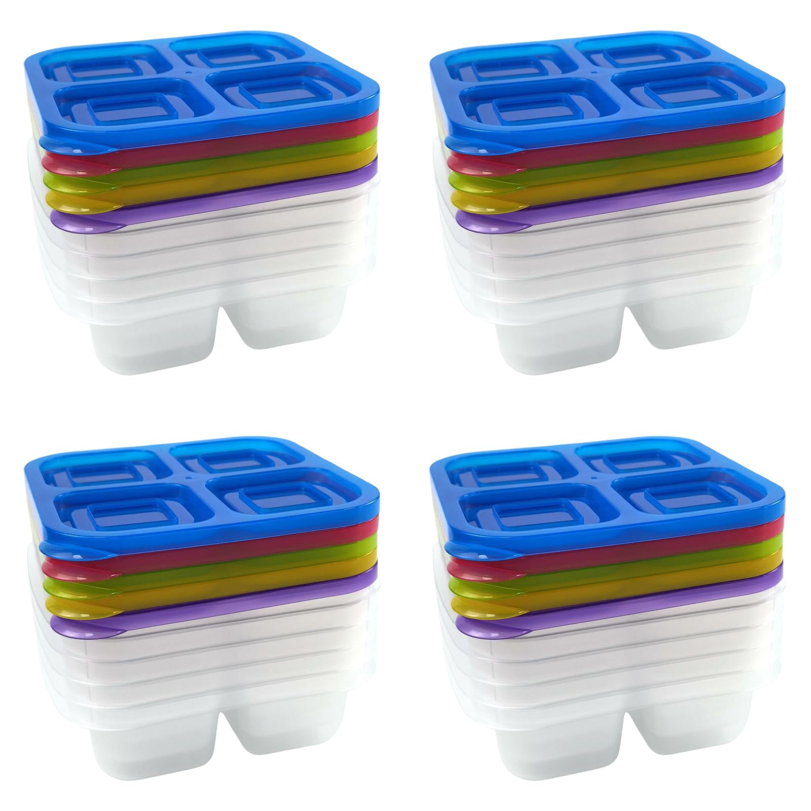 Lunch Box, Bento Box, Food Storage Container, 4 Compartment Storage Box, Reusable Meal Container, Adult Lunch Container with Lid, Durable Storage Container 6.5x6x2 Inch (4Pcs)