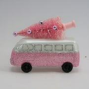 Holiday Time Pink Glitter Bus With Cmas Tree Ornament