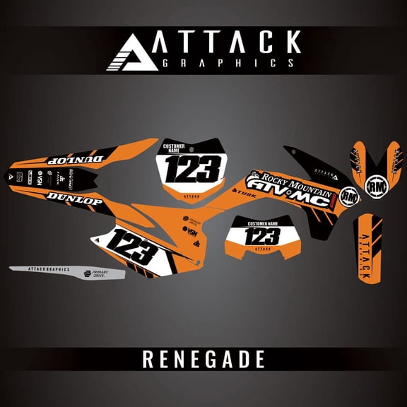 Attack Graphics Custom Renegade Complete Bike Graphics Kit for KTM 250 XC-W (E-Start) 2014