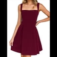 thumbnail image 1 of Robe Mini Sans Manches 2025 pour Femmes Dos Nu à Nouer Col Carré Courte Robe de Soirée Rouge Vin TG, 1 of 10